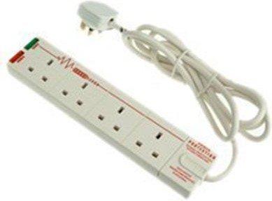 Buy Masterplug 4-way surge protected power socket with 2m extension lead - white in Kuwait