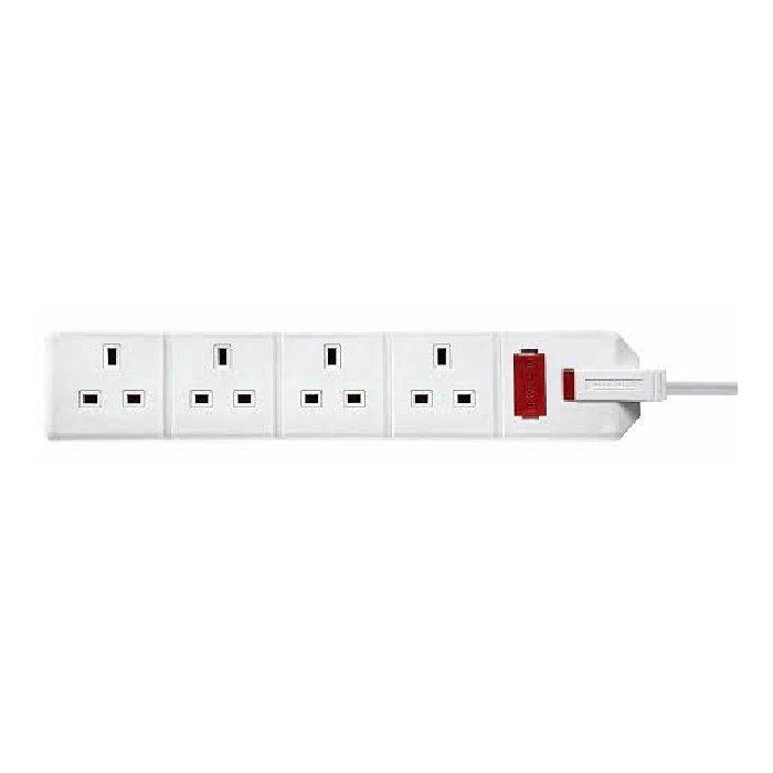 Masterplug EXS1344 4m 4-Gang Permaplug Heavy Duty Extension Lead - White