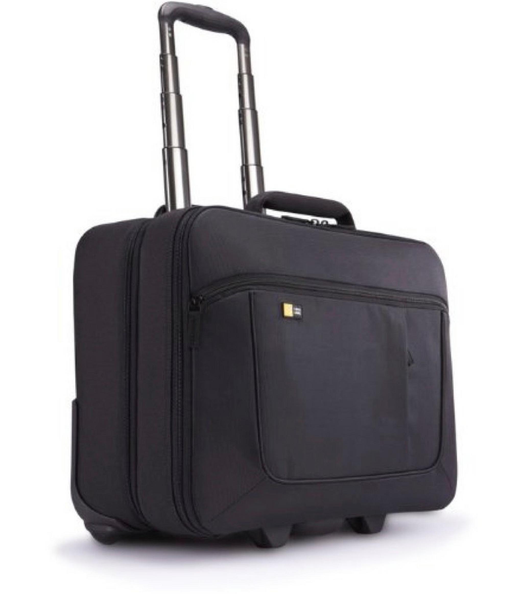 حقيبة للكمبيوتر المحمول من كيس لوجك مع عجلات لشاشة بحجم ١٧.٣ بوصة - اللون الأسود