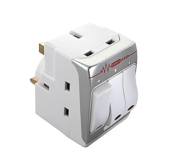 MasterPlug 3-Socket 13 amp Surge Protected Adaptor - White