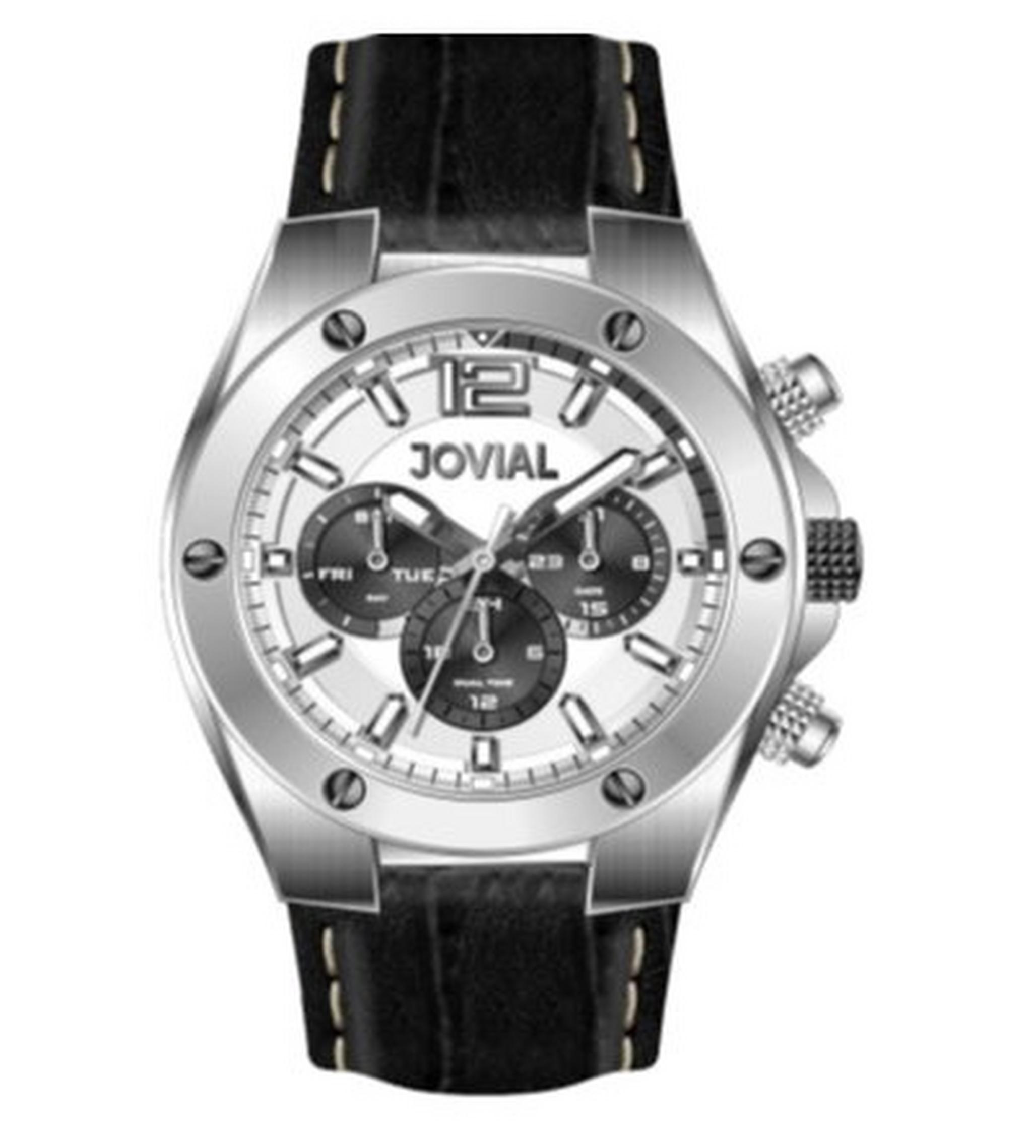 Jovial 18012-GSLQ-01 Gents Chronograph Watch - Leather Strap