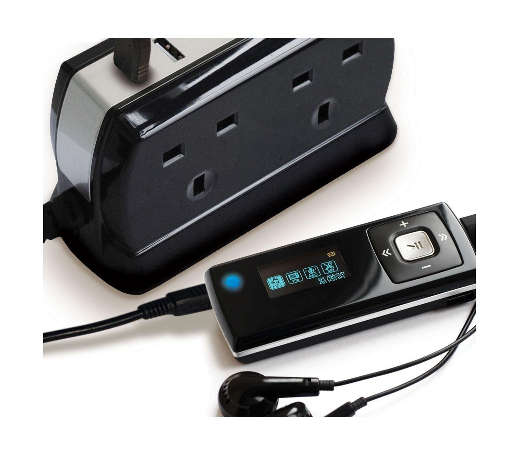 محول ٤ منافذ يو اس بي للشحن ومنفذين للطاقة من ماستربلوج - أسود SRGDU42PB