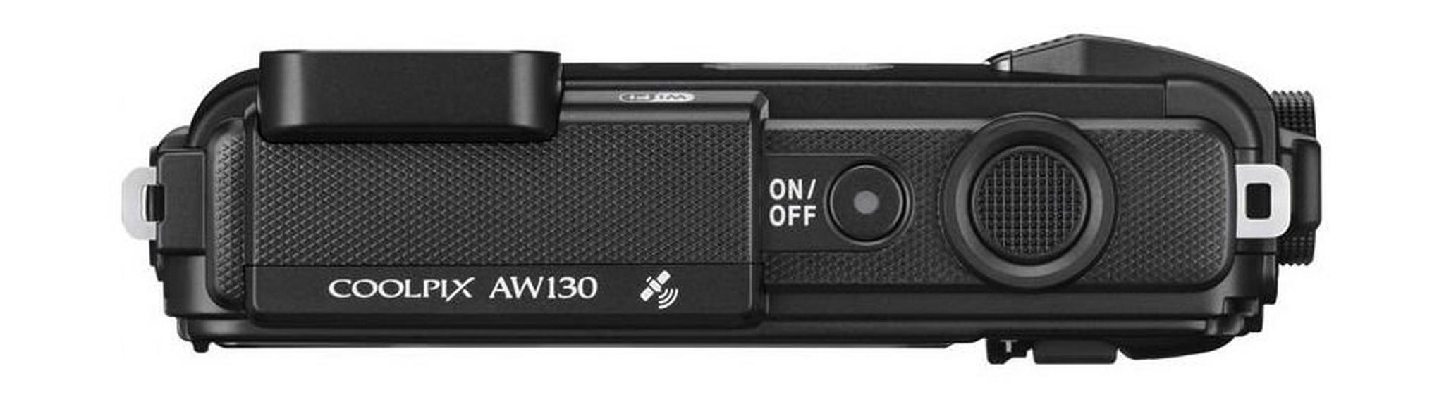كاميرا نيكون كوولبيكس إيه دبليو١٣٠ الرقمية - ١٦ ميجا بكسل ومضادة للماء - أسود - AW130