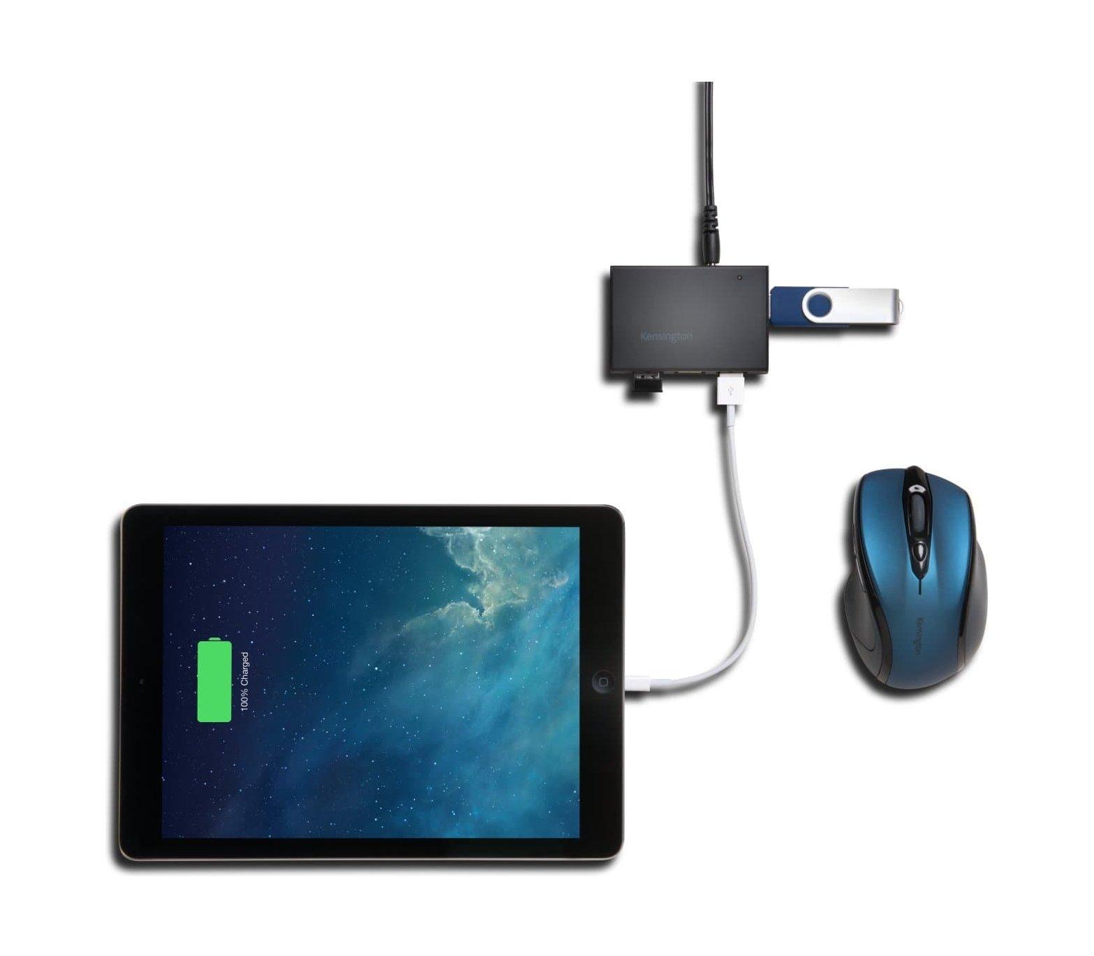 Kensington 3.0 USB  4-Port Hub & Charger (UH4000C) - Black