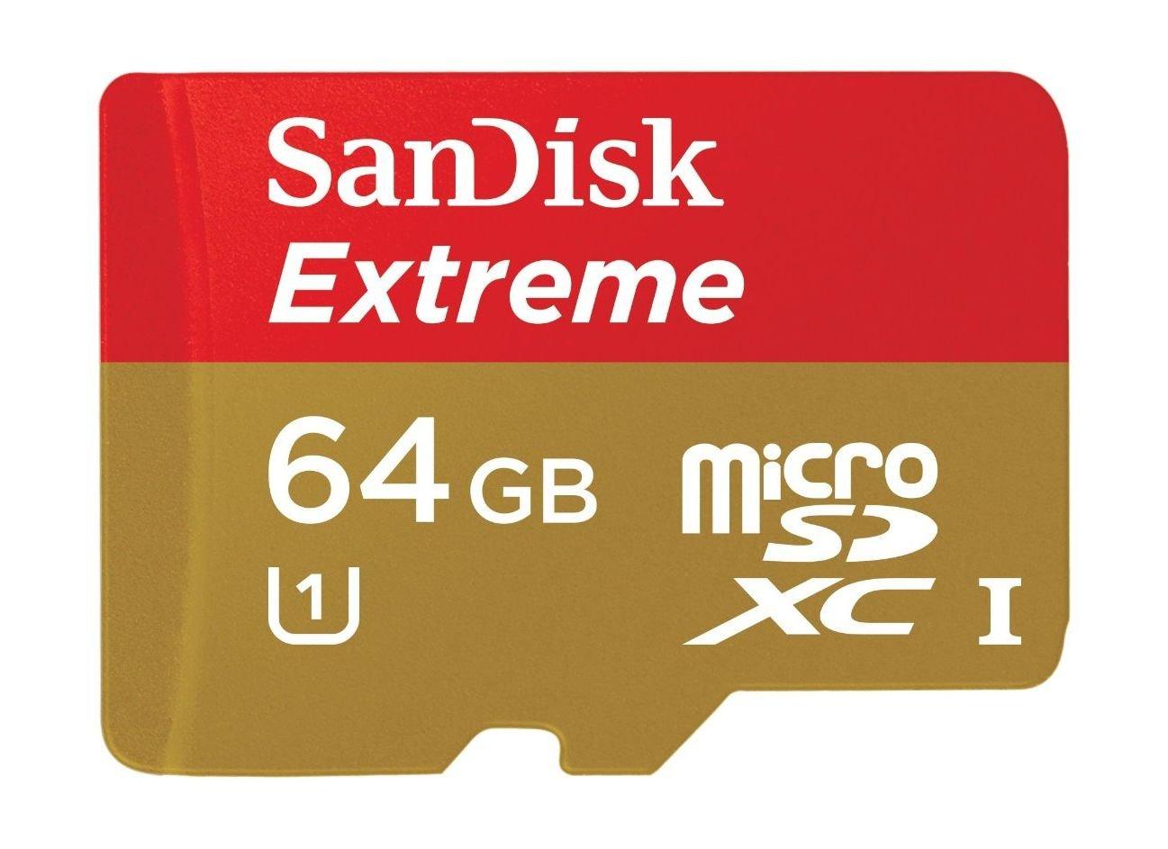 SanDisk SDSDQXN Extreme MicroSDHC 64GB Memory Card + SD Adapter + Rescue