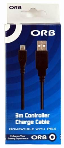 ORB USB to Micro USB Charge Cable for PS4 Controllers - 3m