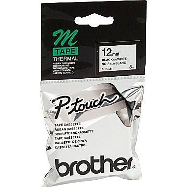Brother M12-K231 Non-Laminated Black on White Labelling Tape (20pcs)