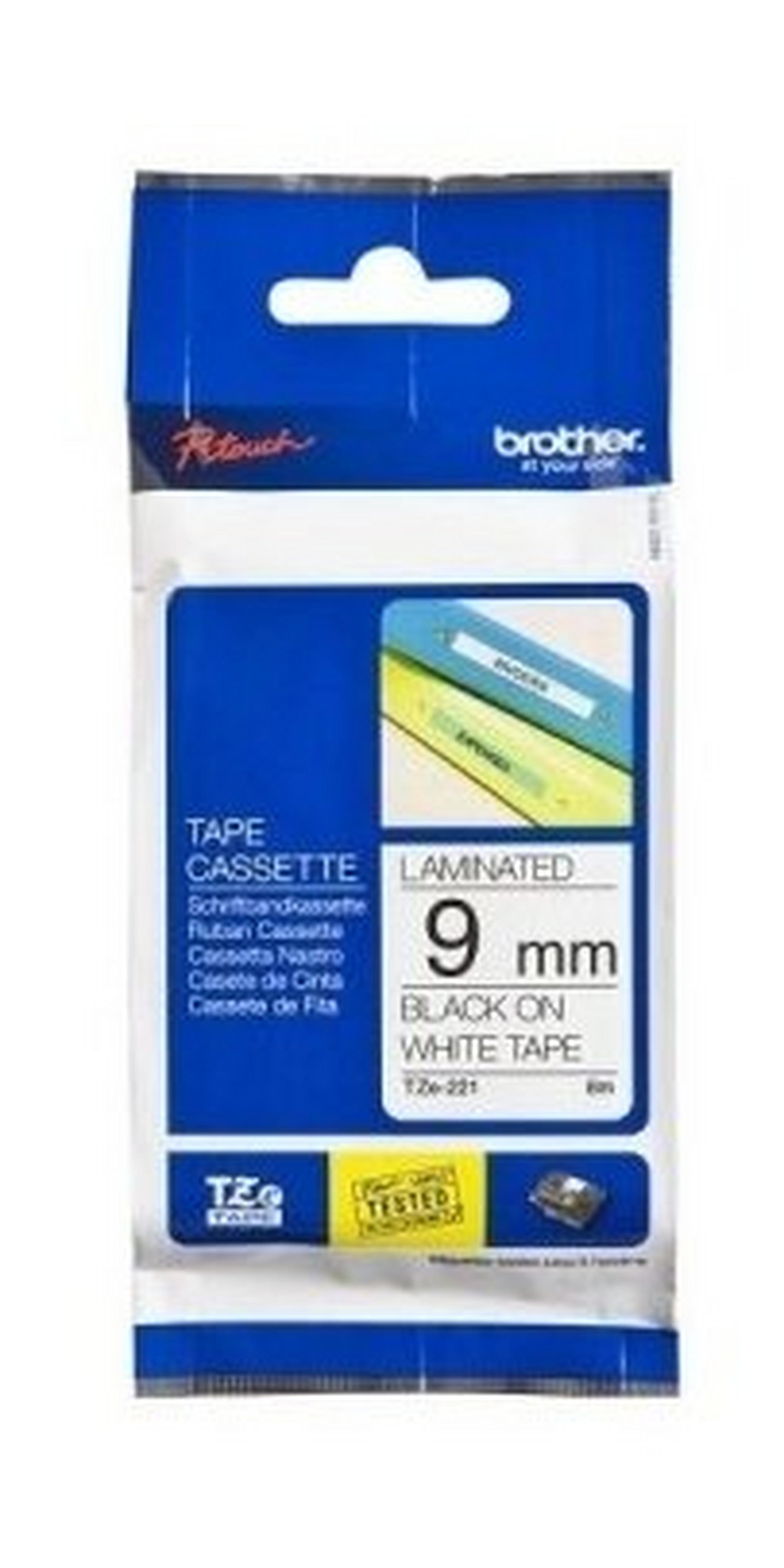 Brother Black On Clear Laminated Labeling Tape - 9mm (9TZ121)