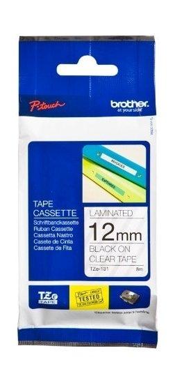 Brother Black On Clear Laminated Labeling Tape - 12mm (12TZ131)