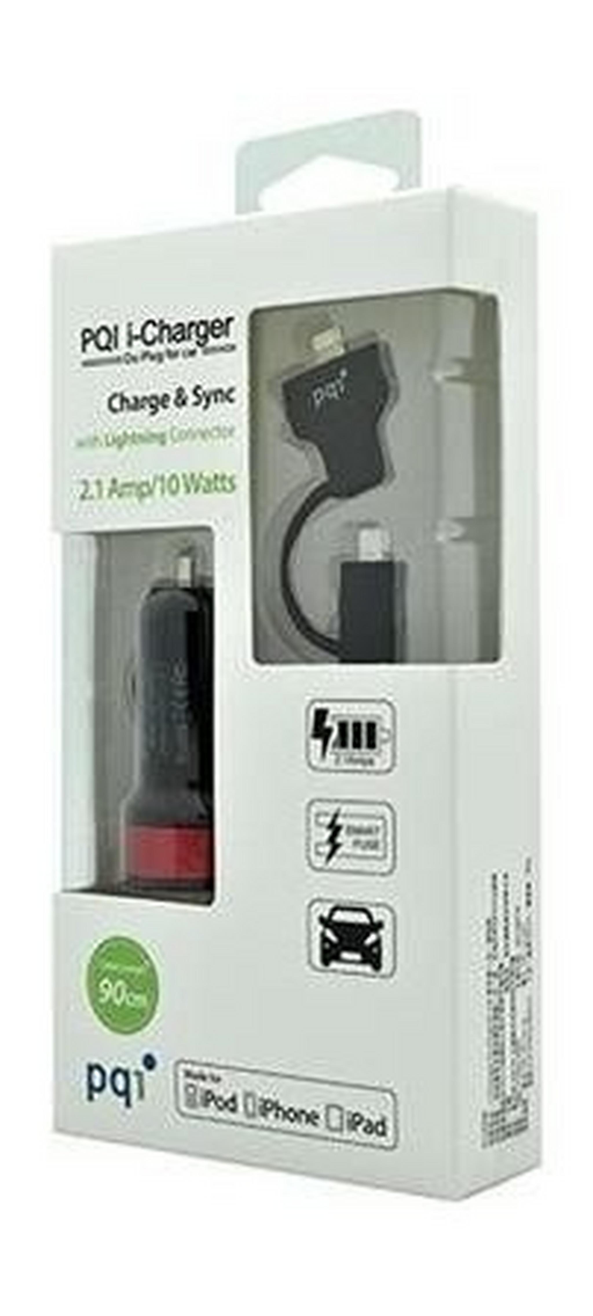 PQI I-Car Charger with Lightning - Micro USB Cable 10W - Silver