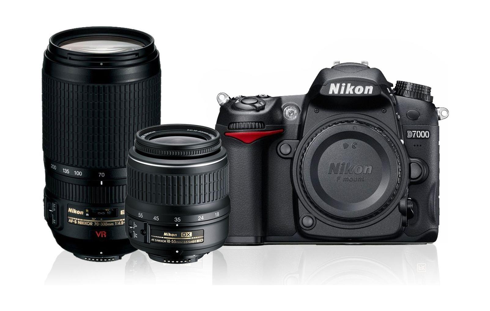 Nikon D7000 18-55mm + Nikon 70-300mm Lens DSLR Camera + 64 GB Micro SD Card  + SLR Zoom Holster + Tripod