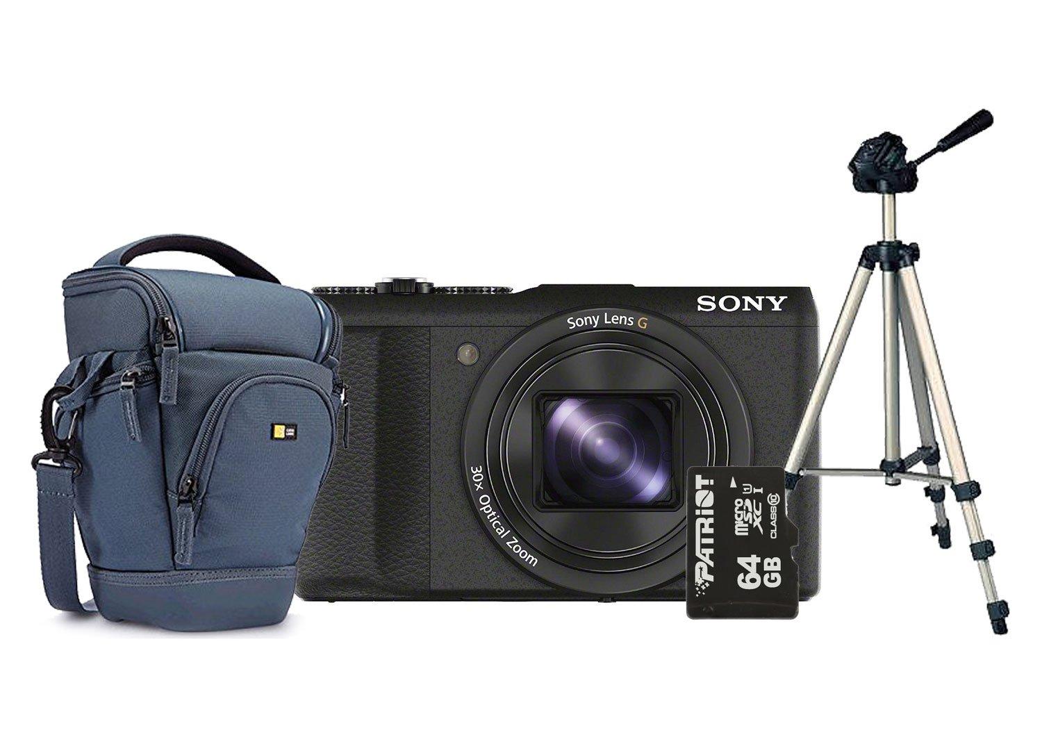 الكاميرا الرقمية المدمجة سايبرشوت بقوة ٢٠ ميجا بايت من سوني + بطاقة ذاكرة ميكرو إس دي ٦٤ جيجا بايت + حقيبة كاميرا إس إل أر سي ٢٢١ + حامل الكاميرا