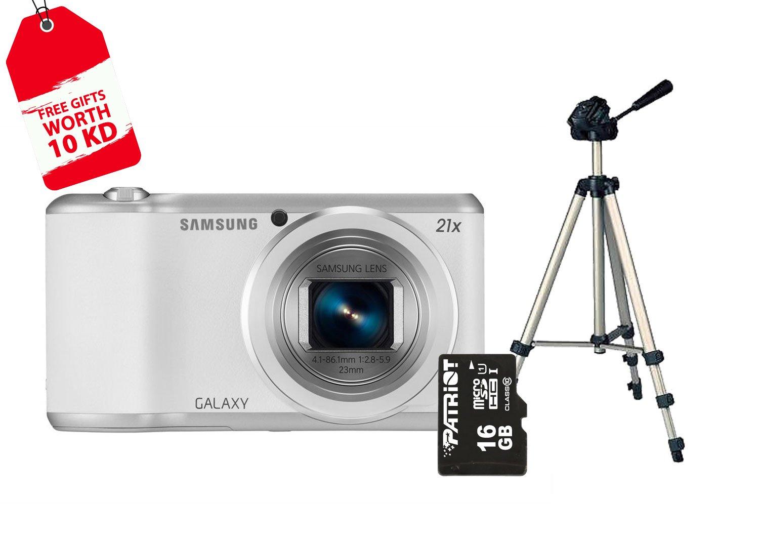 كاميرا سامسونج جالاكسي ٢ الرقمية  بقوة ١٦ ميجا بكسل + بطاقة ذاكرة ميكرو إس دي ١٦ جيجا بايت + حامل الكاميرا