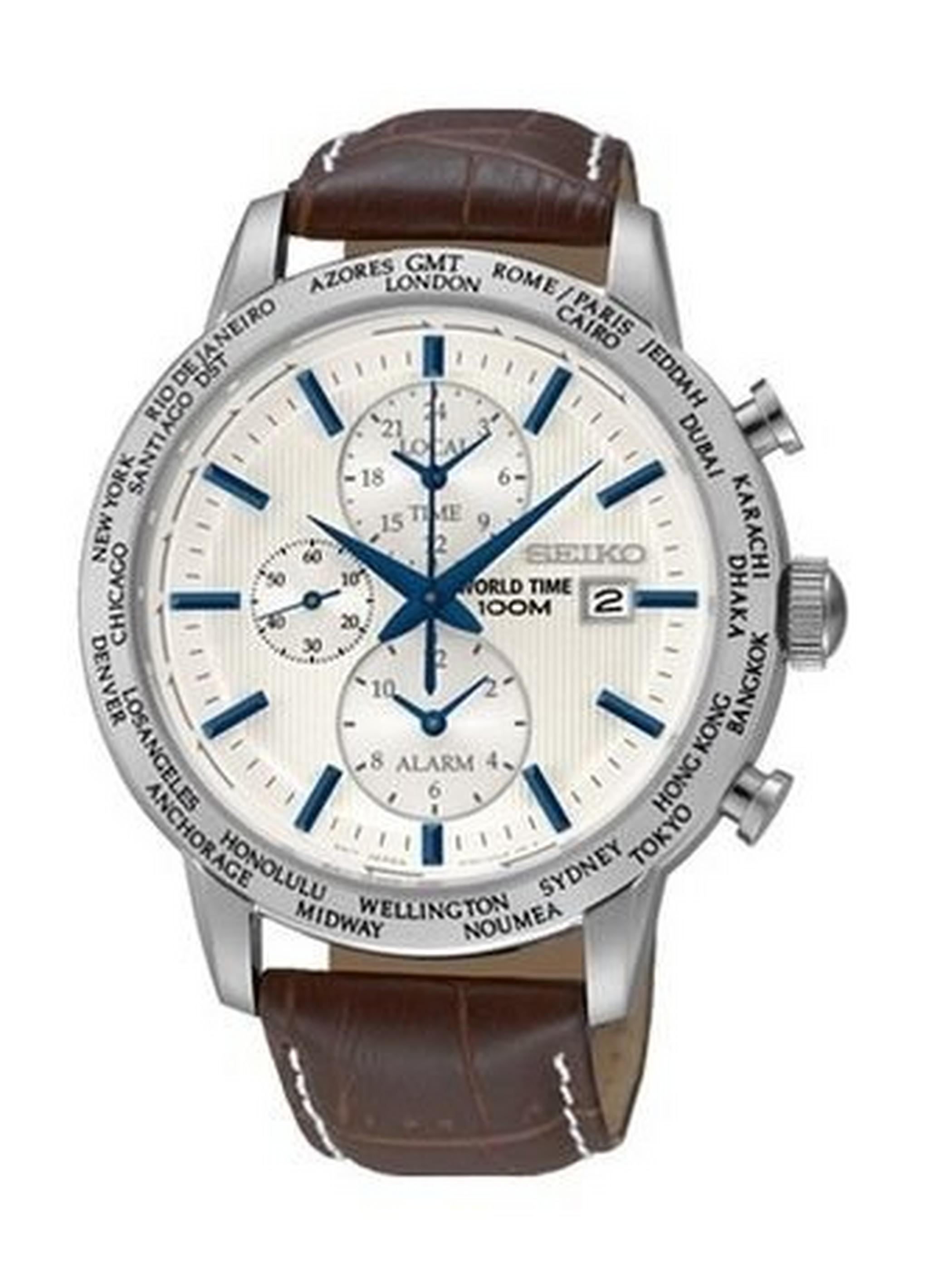 Seiko Gents Chronograph Watch Leather Strap PL051