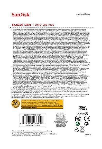 بطاقة الذاكرة ألترا يو إتش إس-I من سان ديسك - سعة ١٦ جيجابايت (الفئة العاشرة) - SDSDUNC-016G