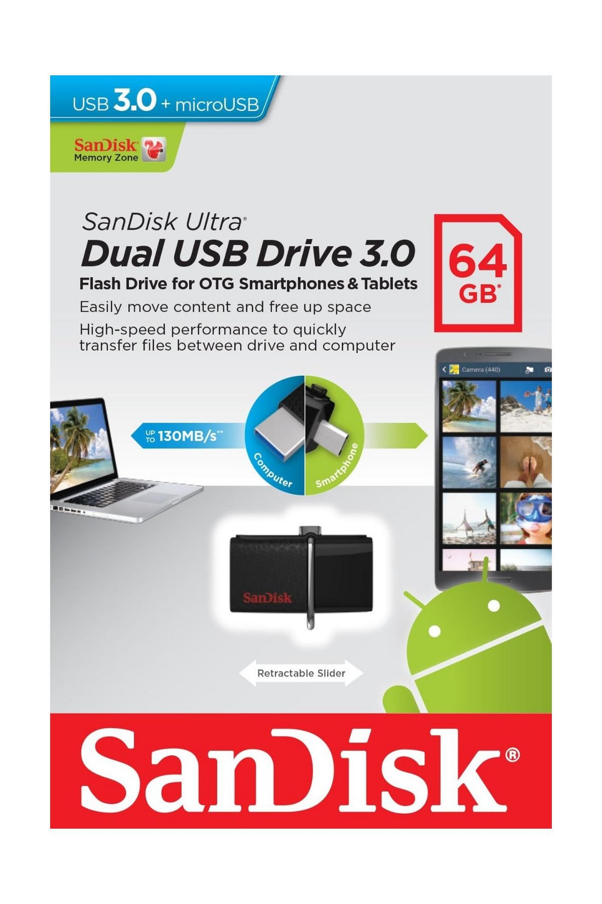 SanDisk Ultra Dual USB Flash Drive 3.0 - 64GB