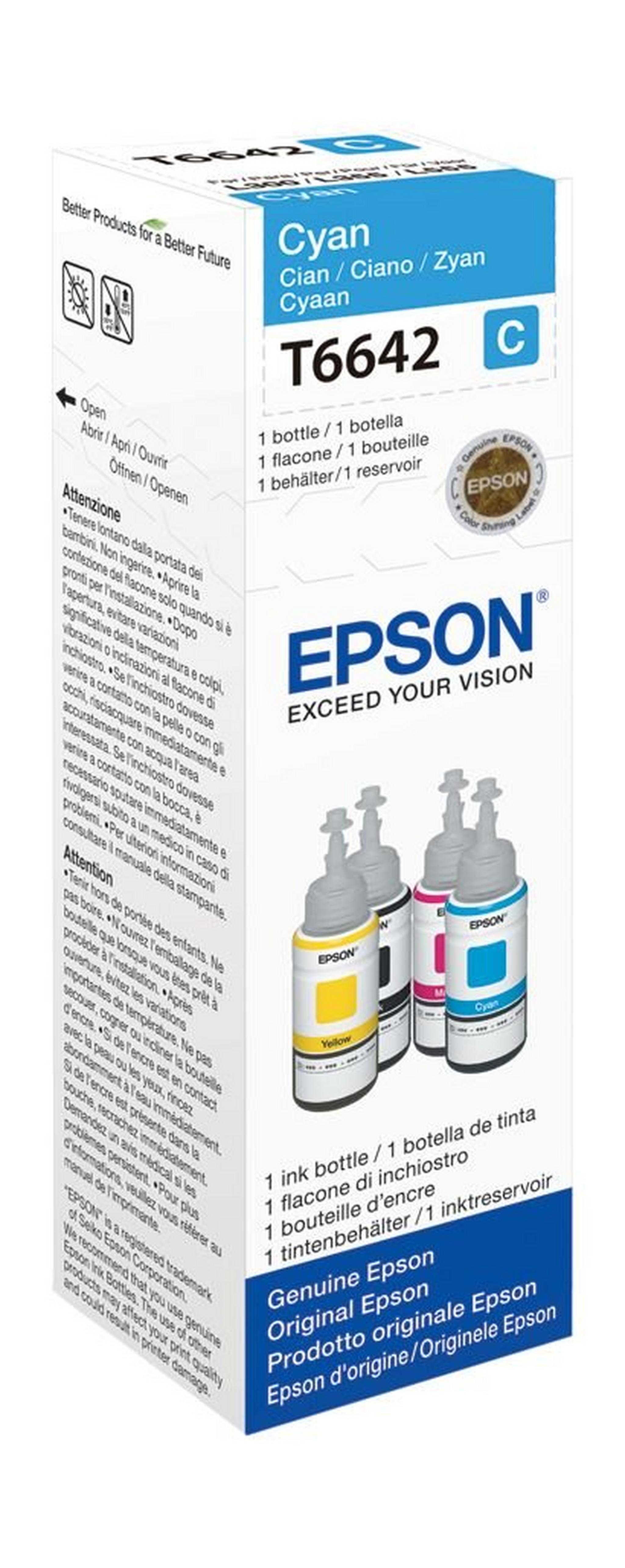 Epson T6642 Ink Bottle for InkJet Printing 6500 Page Yield - Cyan (70 ml)