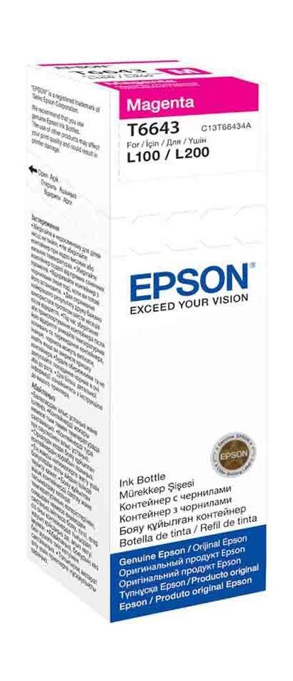 Epson T6643 Ink Bottle for InkJet Printing 6500 Page Yield - Magenta (70 ml)