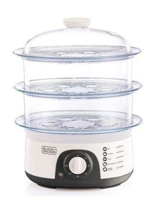 Black + Decker 775W 3 Tiers Food Steamer (HS6000) - White