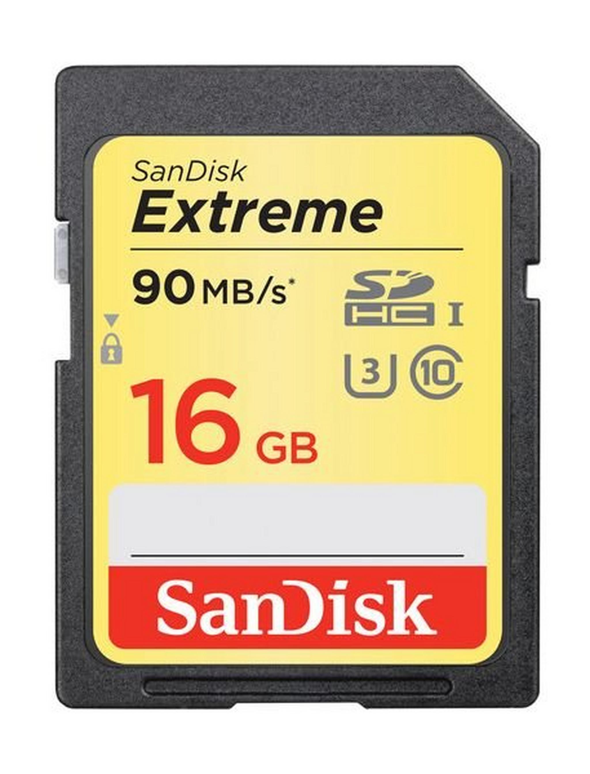 SanDisk Extreme 16Gb 90MB/s UHS-I U3 SDHC Class 10 Memory Card