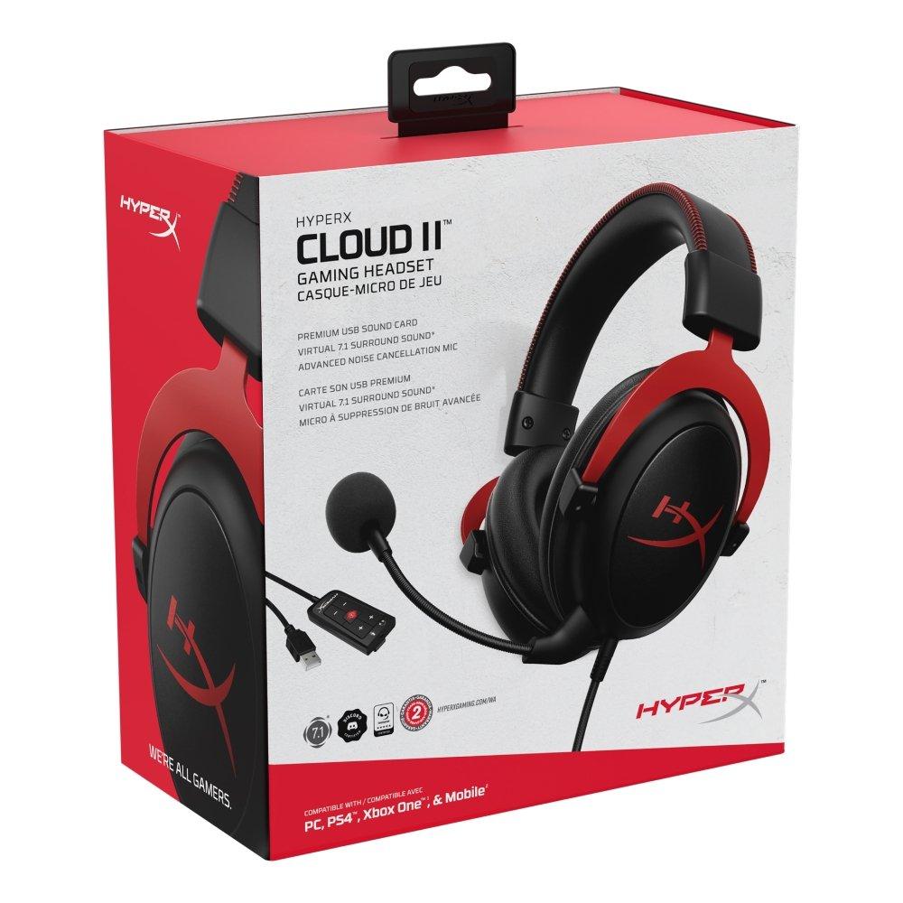 سماعة الألعاب السلكية هايبر إكس كلاود II مع مايكروفون - أسود / أحمر