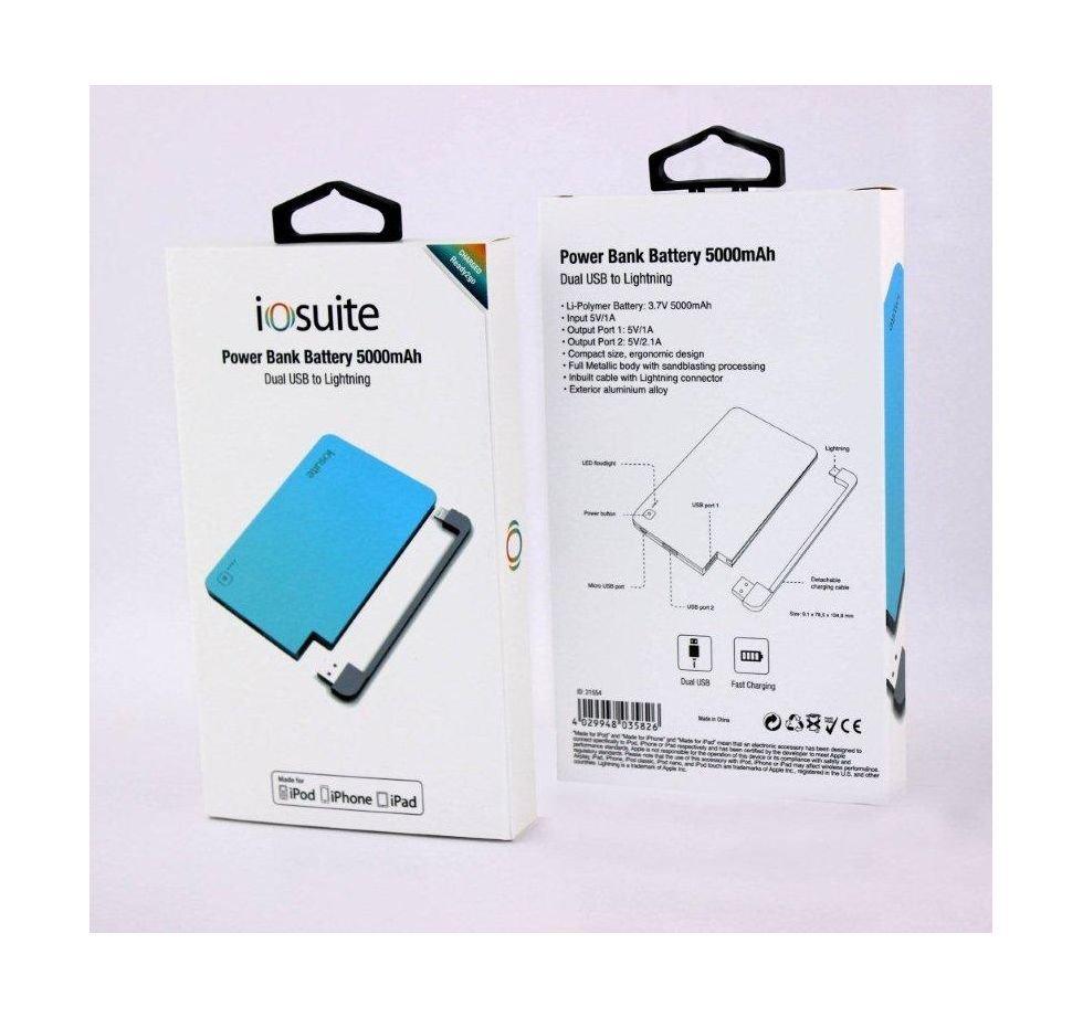 Iosuite Dual USB Power Bank 5000mAh – Blue Price in Kuwait - Xcite