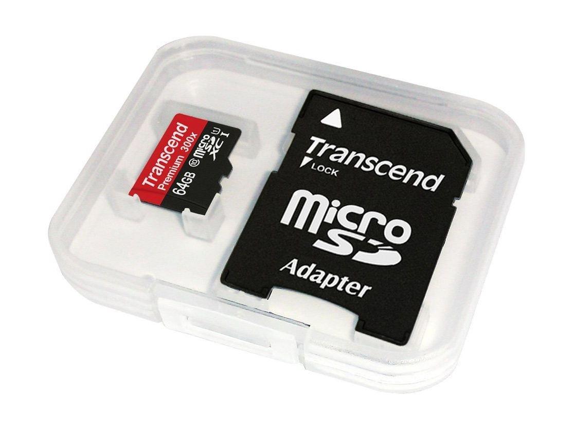 Transcend 64GB MicroSDXC Class10 UHS-1 Memory Card with Adapter