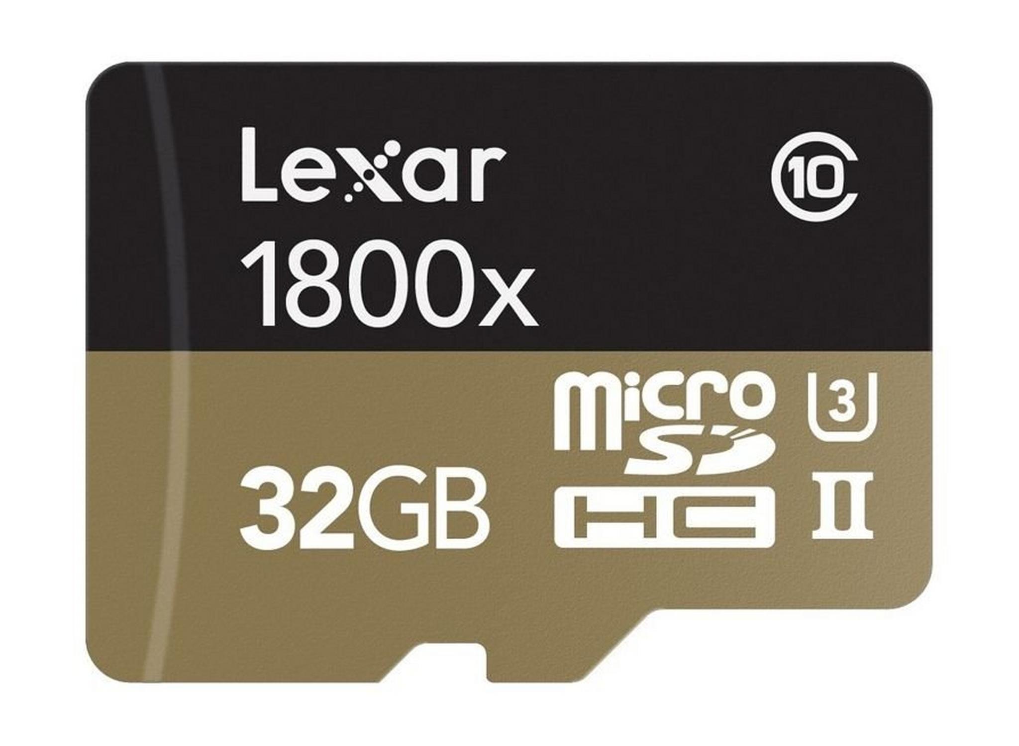 Lexar 32GB Professional 1800x UHS-II microSDHC (U3) Memory Card - Black