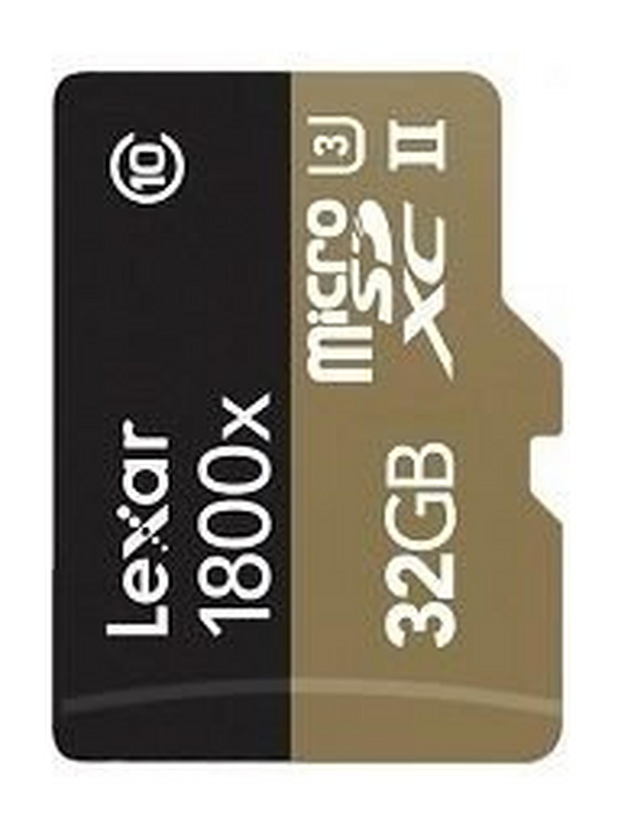 بطاقة ذاكرة احترافية سعة ٣٢ جيجابايت من ليكسار – سرعة ١٨٠٠ إكس - ميكرو إس دي إتش سي (يو ٣) – سرعة فائقة ٢ - أسود