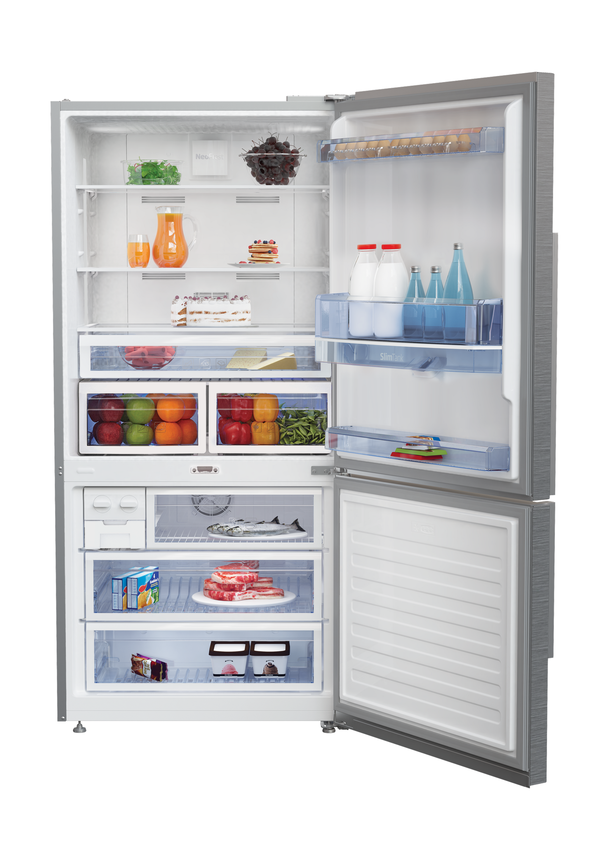 Beko 22 Cft.630L Bottom Freezer Refrigerator (CN163223DX) -  Pearl Steel