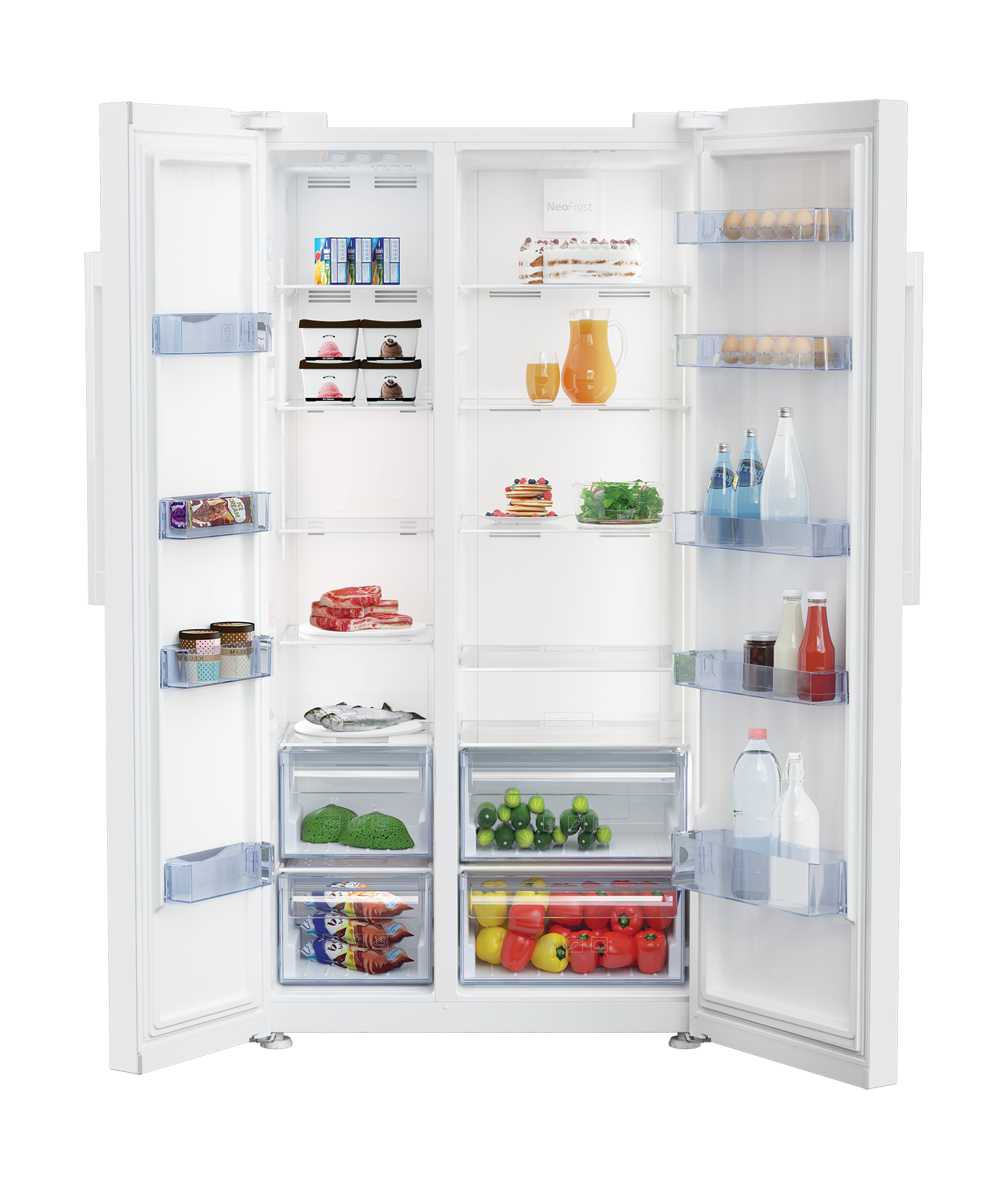 Beko 24.5Cft.640L Side By Side Refrigerator (GN170110W) – White