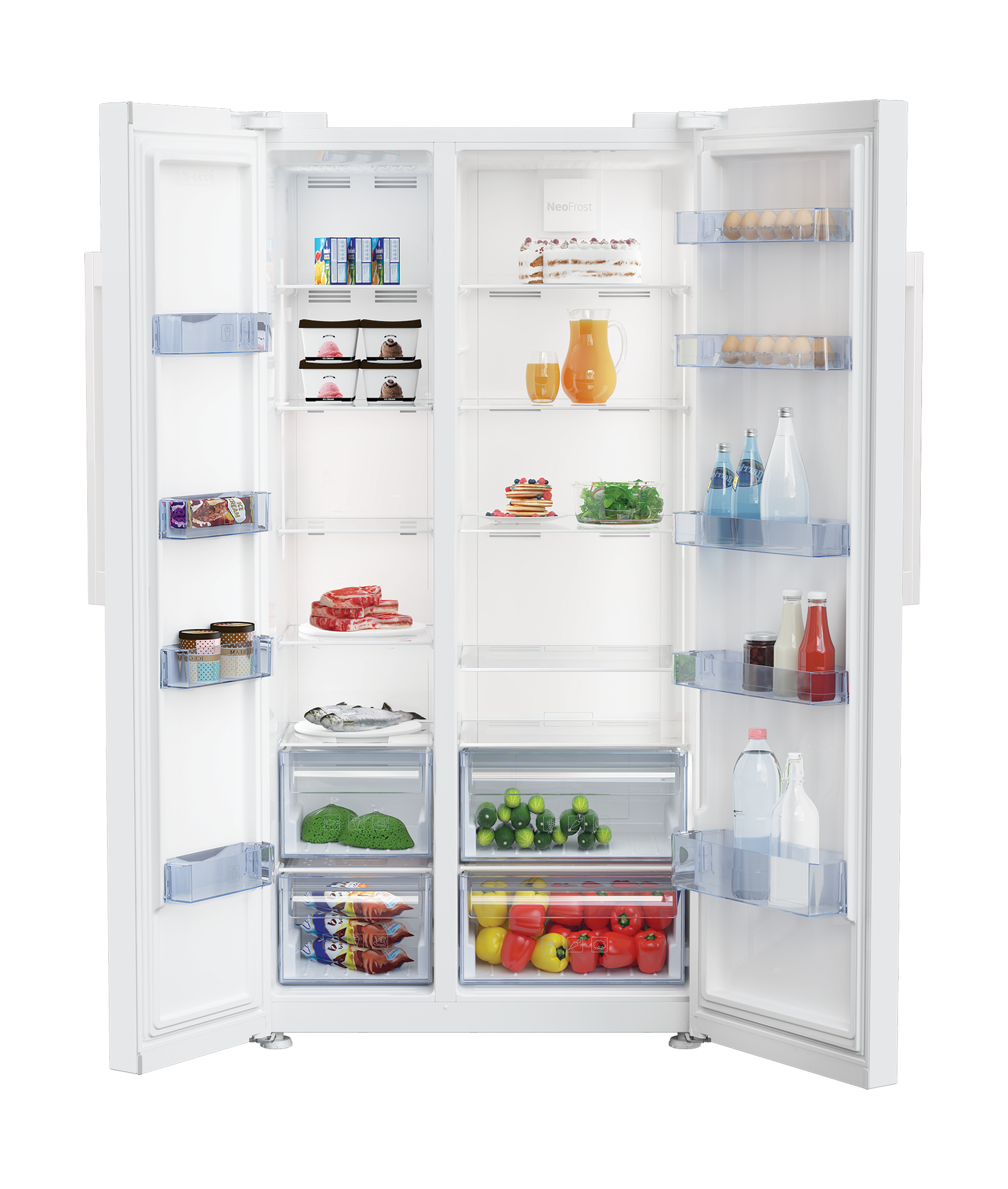 Beko 24.5Cft.640L Side By Side Refrigerator (GN170110W) – White