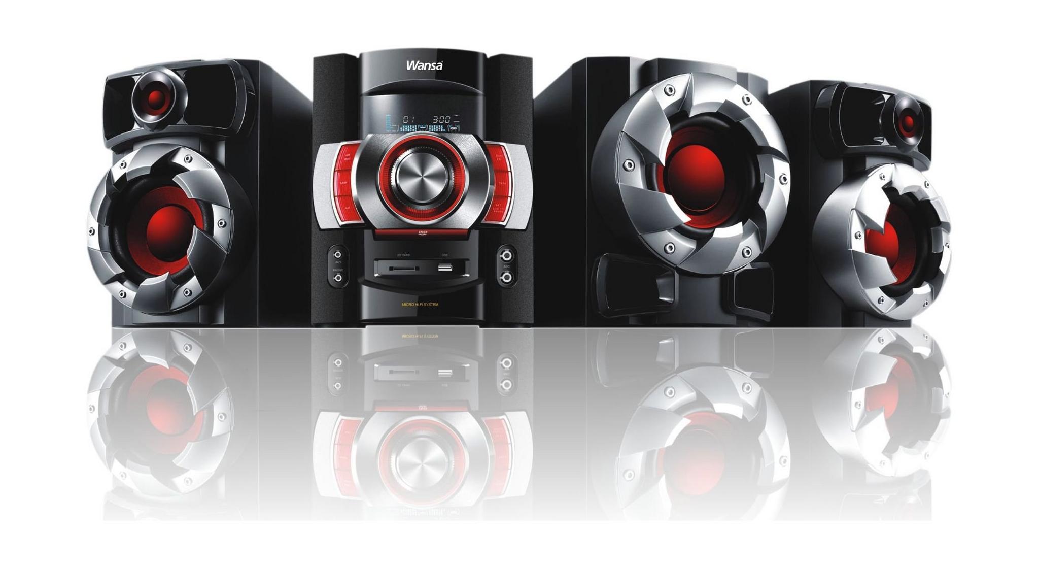 Wansa Bluetooth FM/CD/DVD/USB Mini Speaker System (HF-0121) - Black