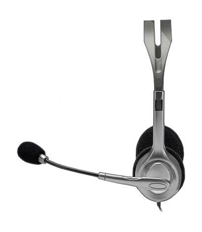 سماعة رأس ستيريو سلكية إتش ١١١ مع ميكروفون مانع للضوضاء من لوجيتك - رمادي / أسود (981-000593)