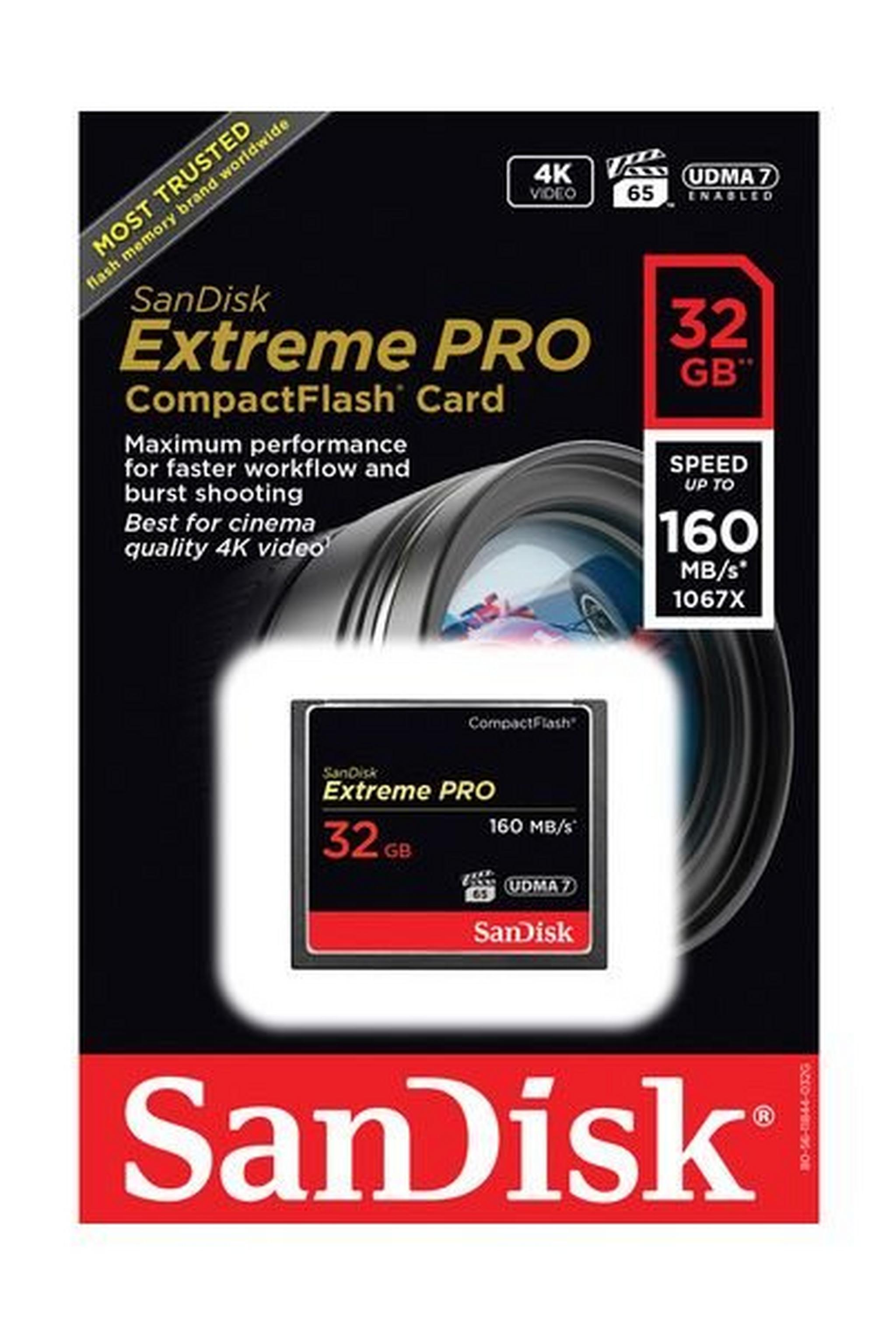 SanDisk 32GB 160MB/s Extreme Pro Compact Flash Memory Card (SDCFXPS-032G-X46 XP)