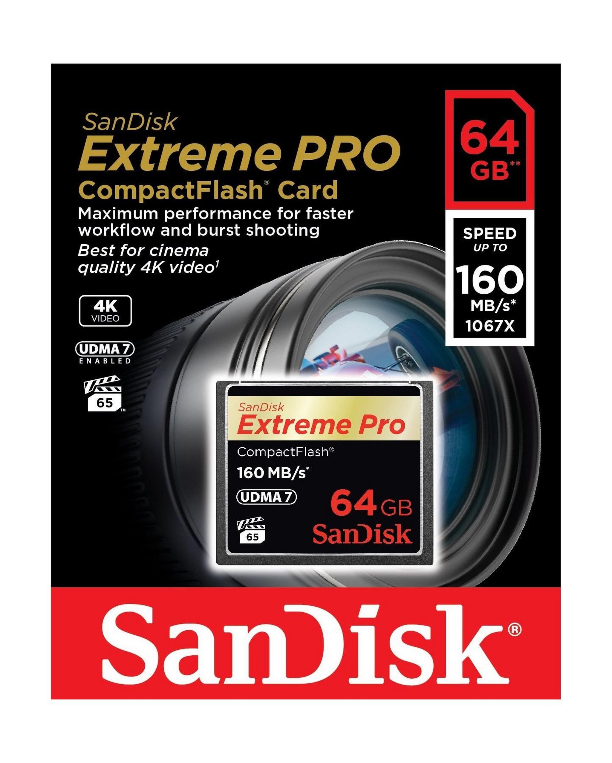 SanDisk Extreme Pro CompactFlash 64GB 160MB/s UDMA7 Memory Card