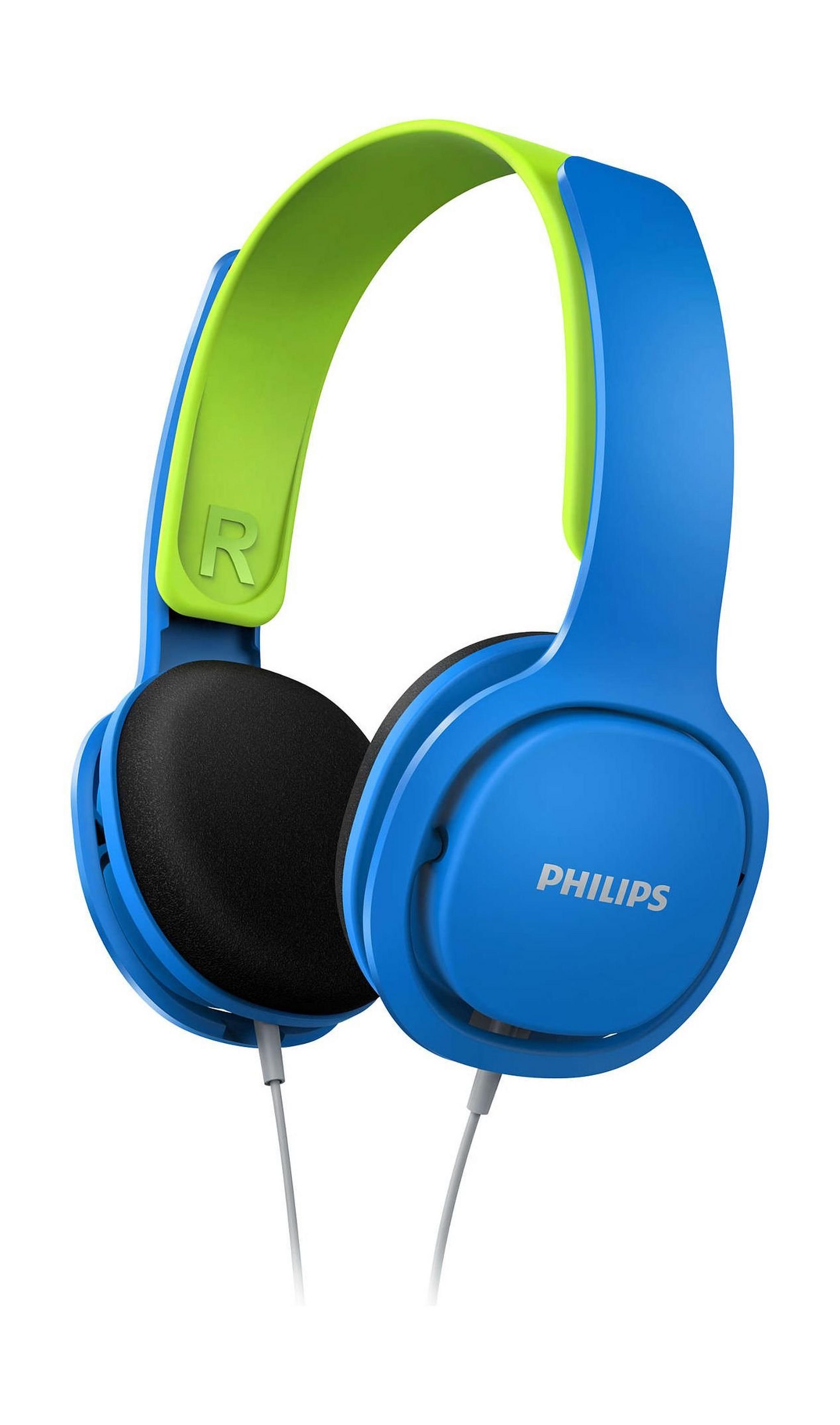 Philips Lightweight Kids Headphones With Volume Control - Blue/Green (SHK2000BL)