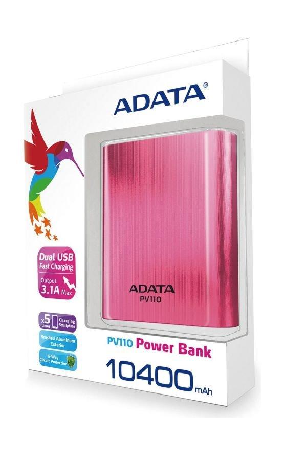 Adata Dual USB Powerbank 10400 mAh (PV110) - Pink