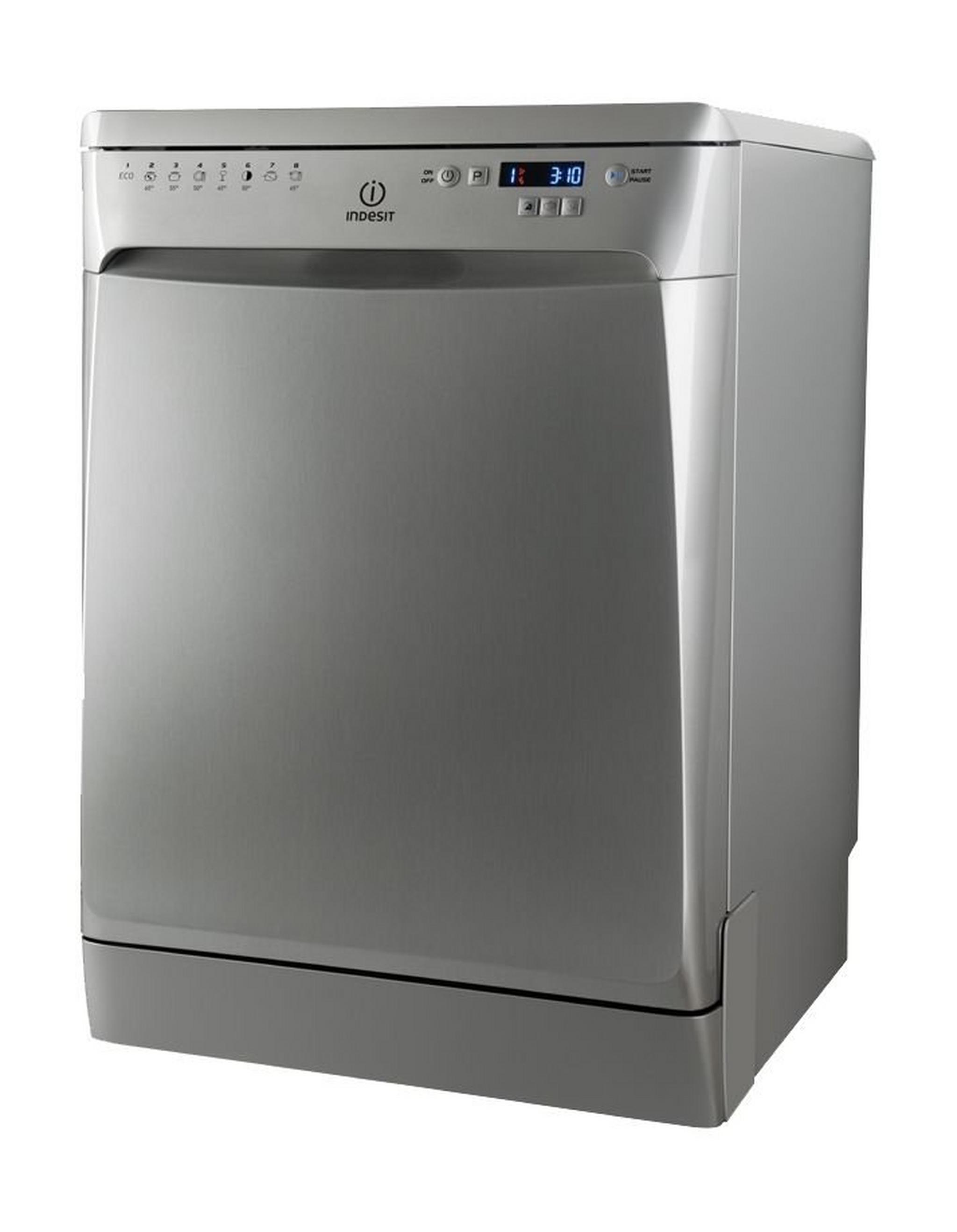 Indesit  8-Program 14-Settings Freestanding Dishwasher (DFP 58T1 NX) - Silver