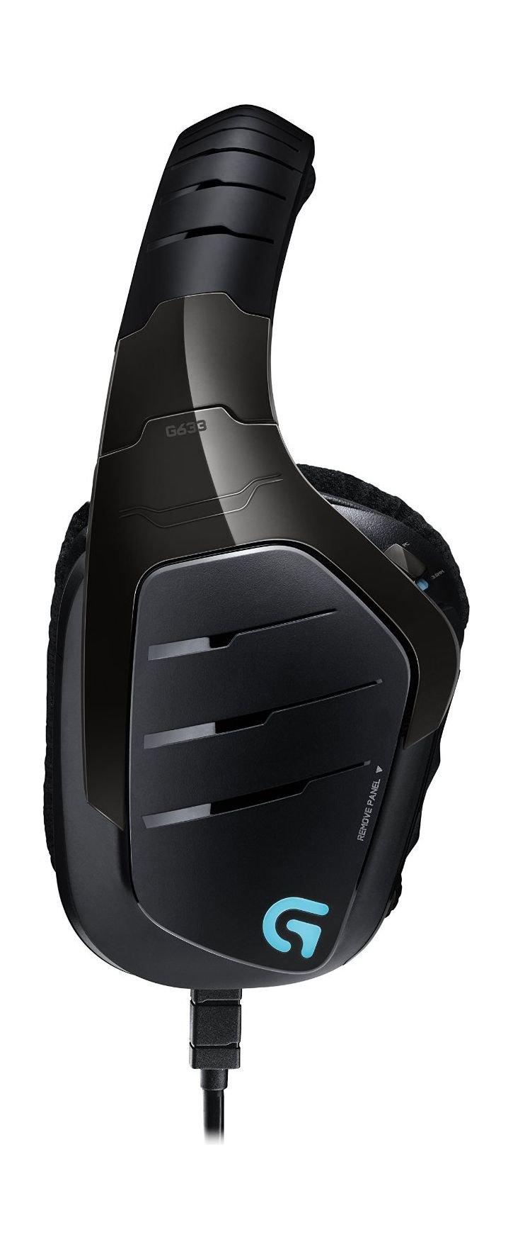 سماعة الألعاب السلكية جي ٦٣٣ أرتميس سبيكتروم بميكروفون من لوجيتيك – الصوت المحيط ٧.١ – أسود (981-000605)