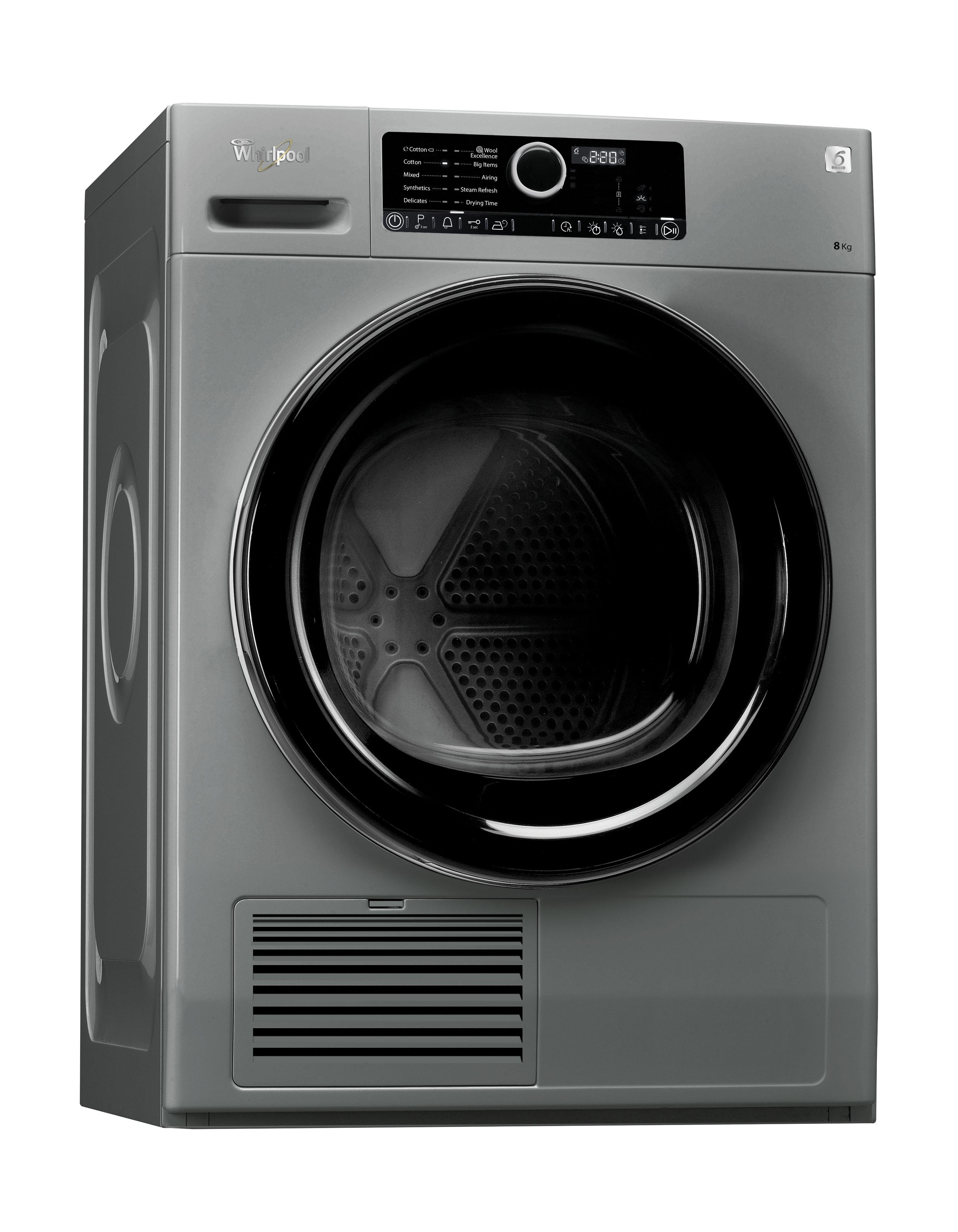 Whirlpool Front Loader Washer 8kg Silver + Whirlpool 8 Kilogram Dryer Condenser + Wansa Washer and Dryer Stacking Unit
