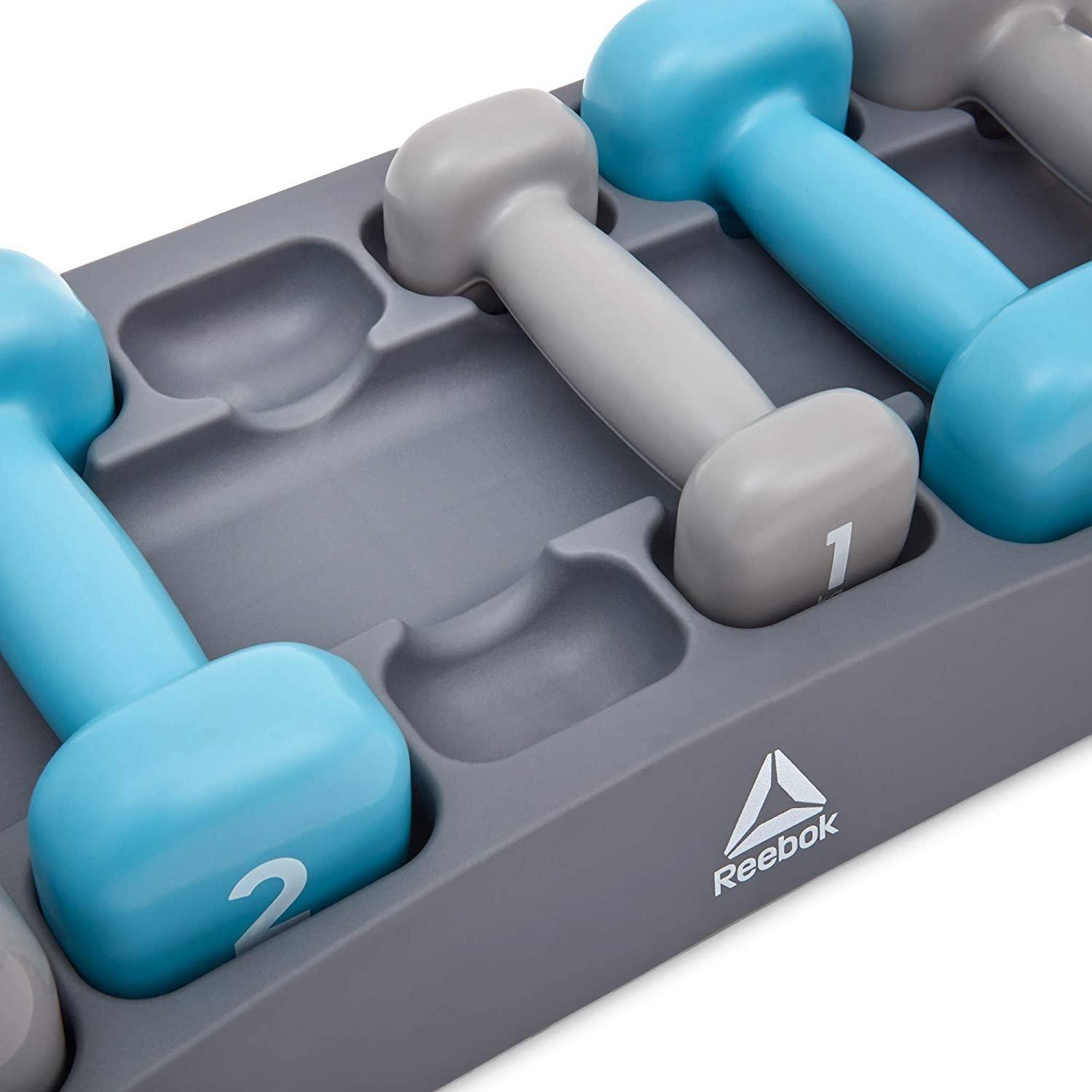 مجموعة دامبل مع حقيبة من ريبوك - أزرق / رمادي - RAWT-11156