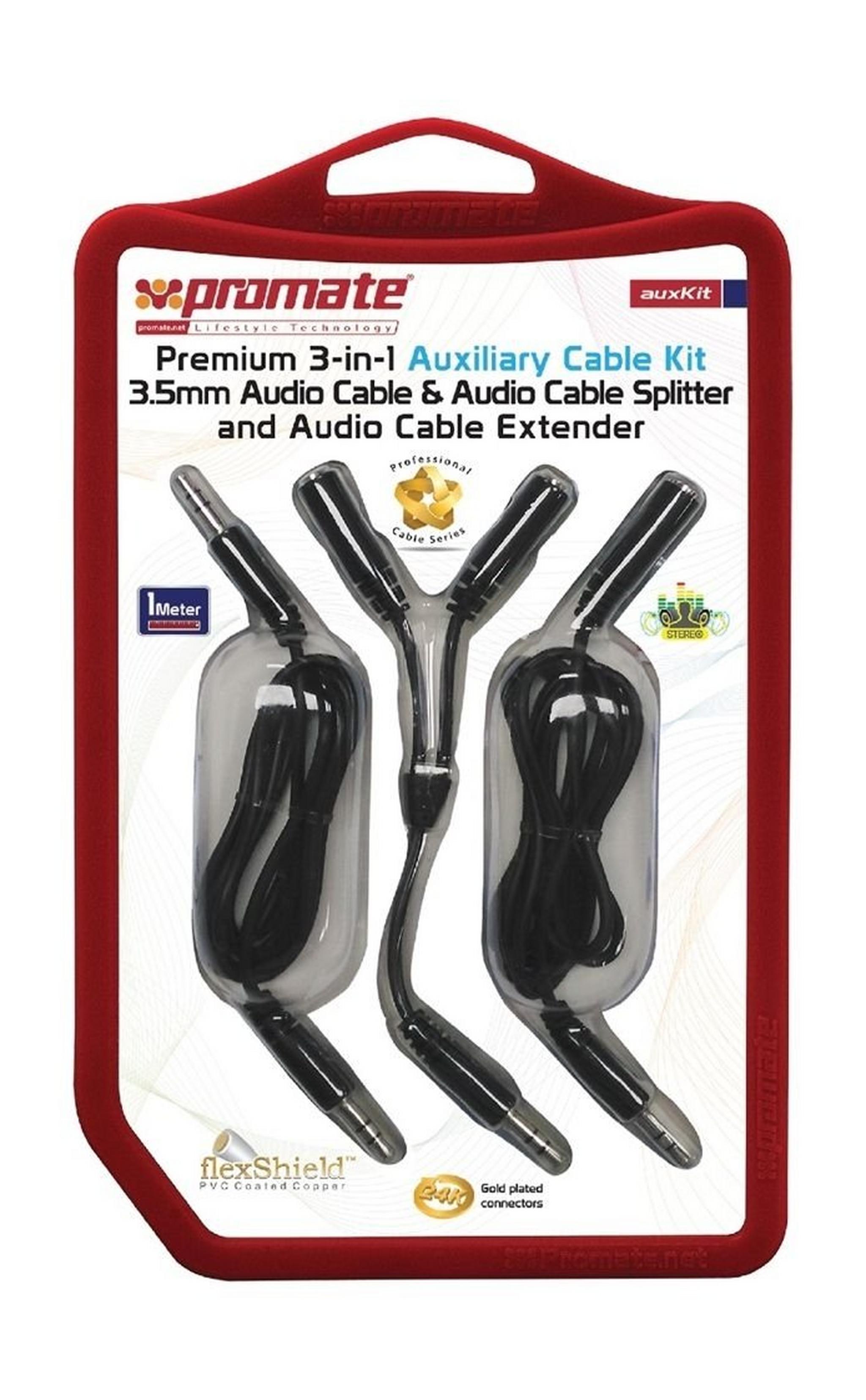 Promate AuxKit 3-in1 Auxiliary Cable Kit