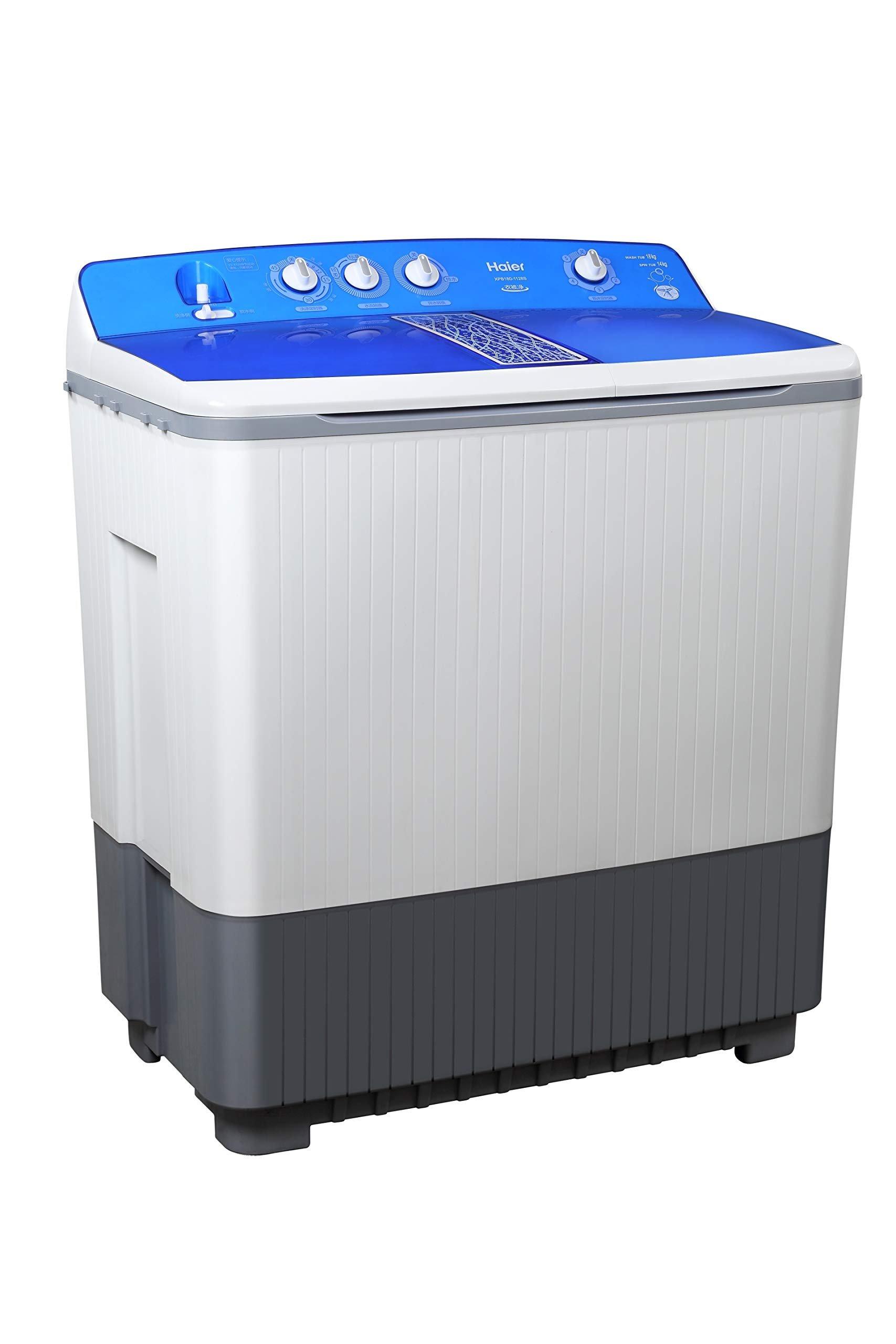 Haier Twin Tub Washing Machine, 18kg Washing Capacity, 14kg Drying Capacity, HWM215-1128S - White