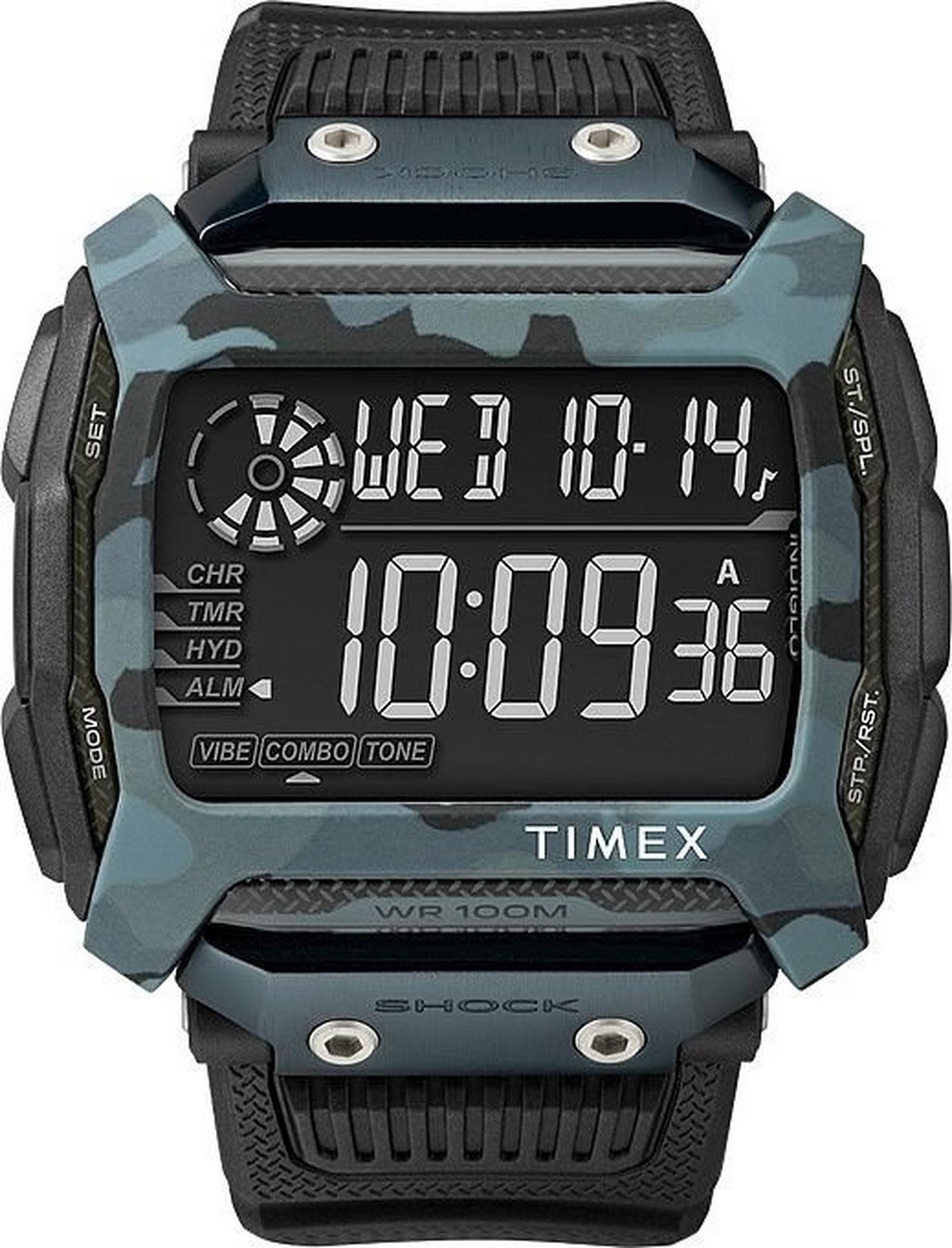 ساعة تايمكس شوك للرجال بعرض رقمي - حزام مطاطي TW5M18200CG - أسود