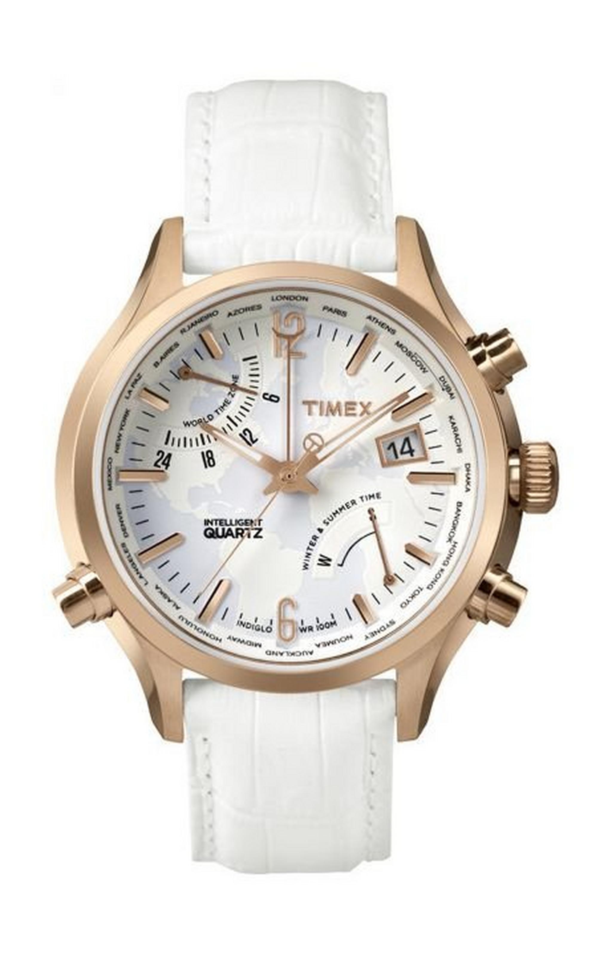 ساعة تايمكس إنتيلجنت كوارتز للجنسين بعرض كرونوغراف - حزام جلدي (TW2P87800)