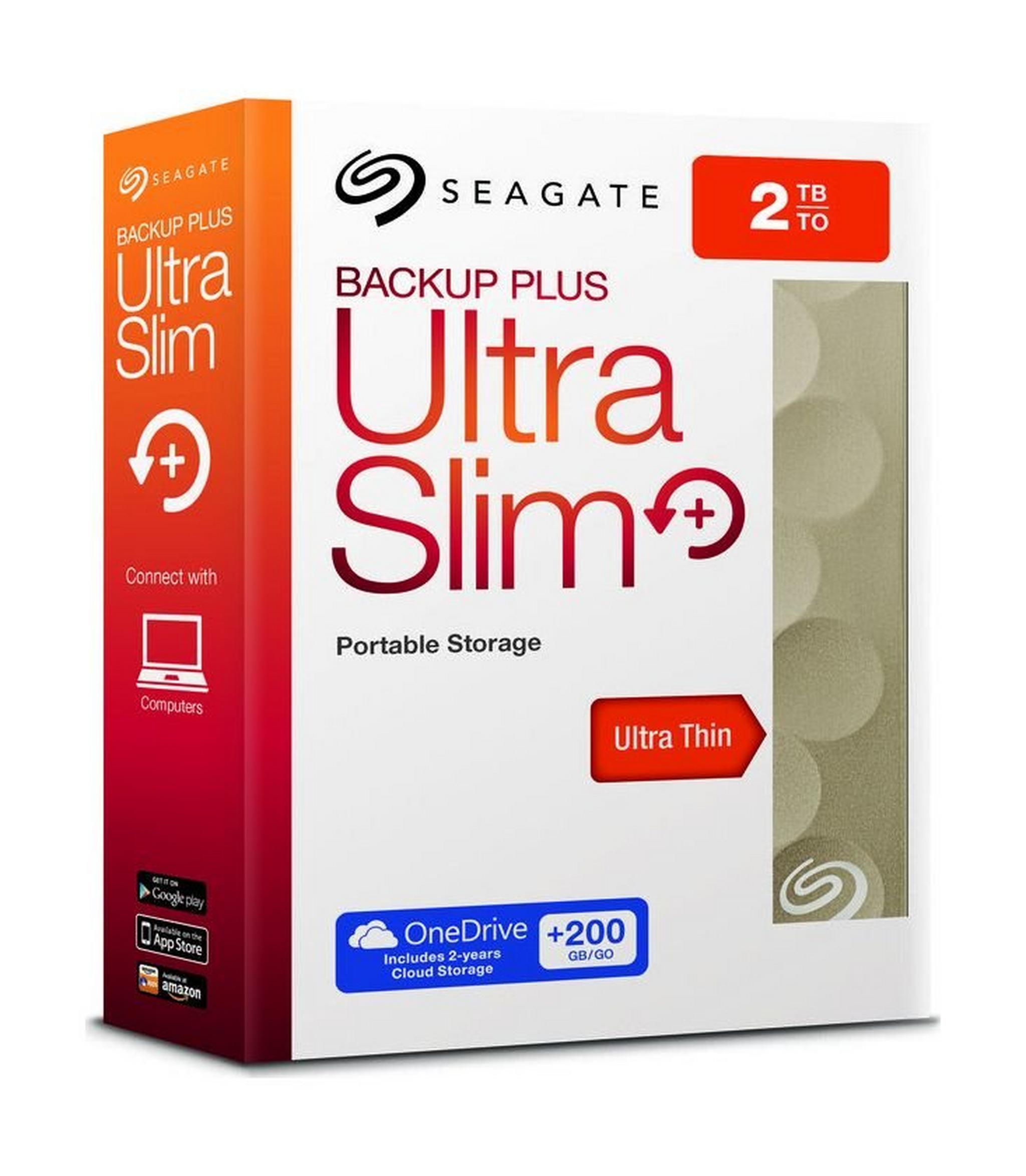 Seagate Backup Plus Ultra Slim 2TB External Hard Drive (STEH2000201) – Gold