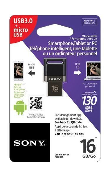 Sony 16GB USB On-the-Go 130 Mbps Flash Drive (USM16SA3) - Black