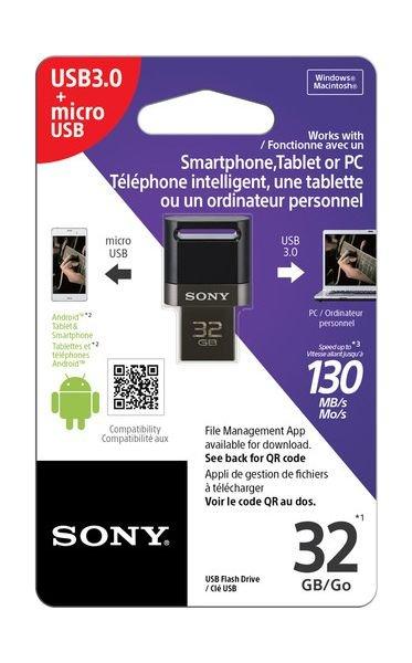 Sony 32GB USB On-the-Go 130 Mbps Flash Drive (USM32SA3) - Black