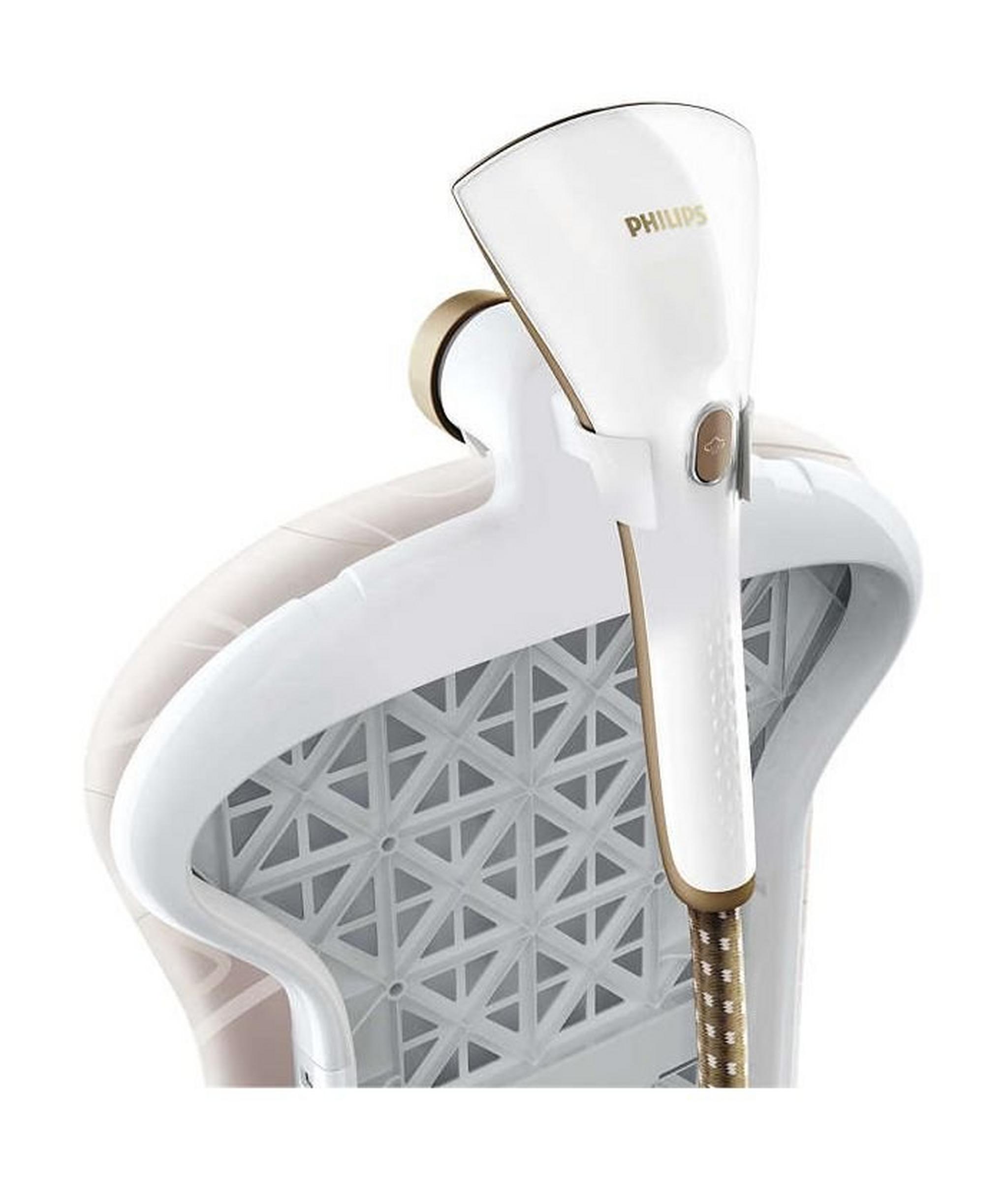Philips ProTouch 2-in-1 Vertical Steamer with ErgoFit Board (GC618/66) – White / Gold